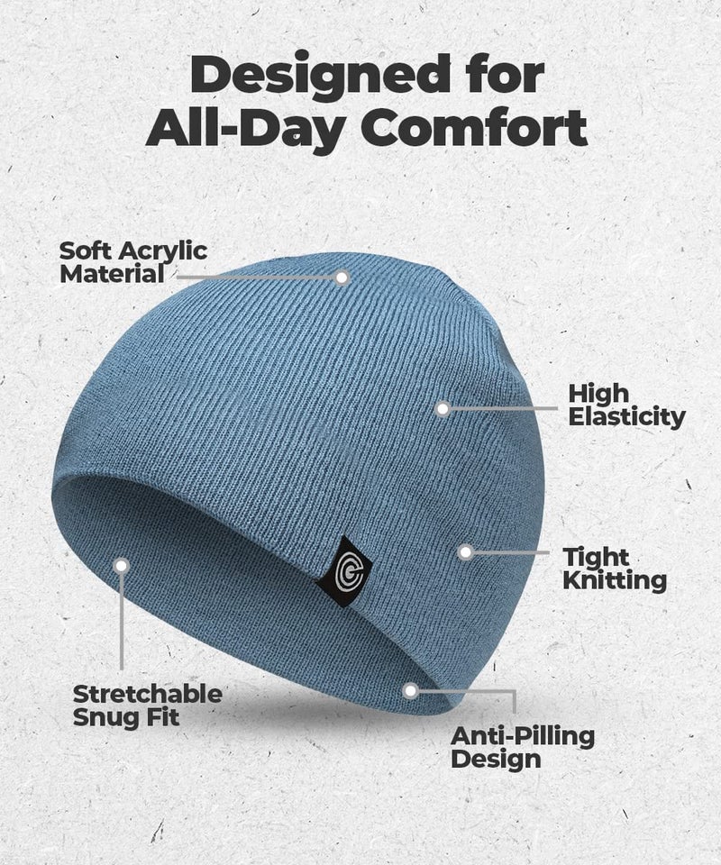 Revony Original Beanie Cap - Soft Knit Beanie Hat - Warm and Durable (Blue Denim) - Image 4